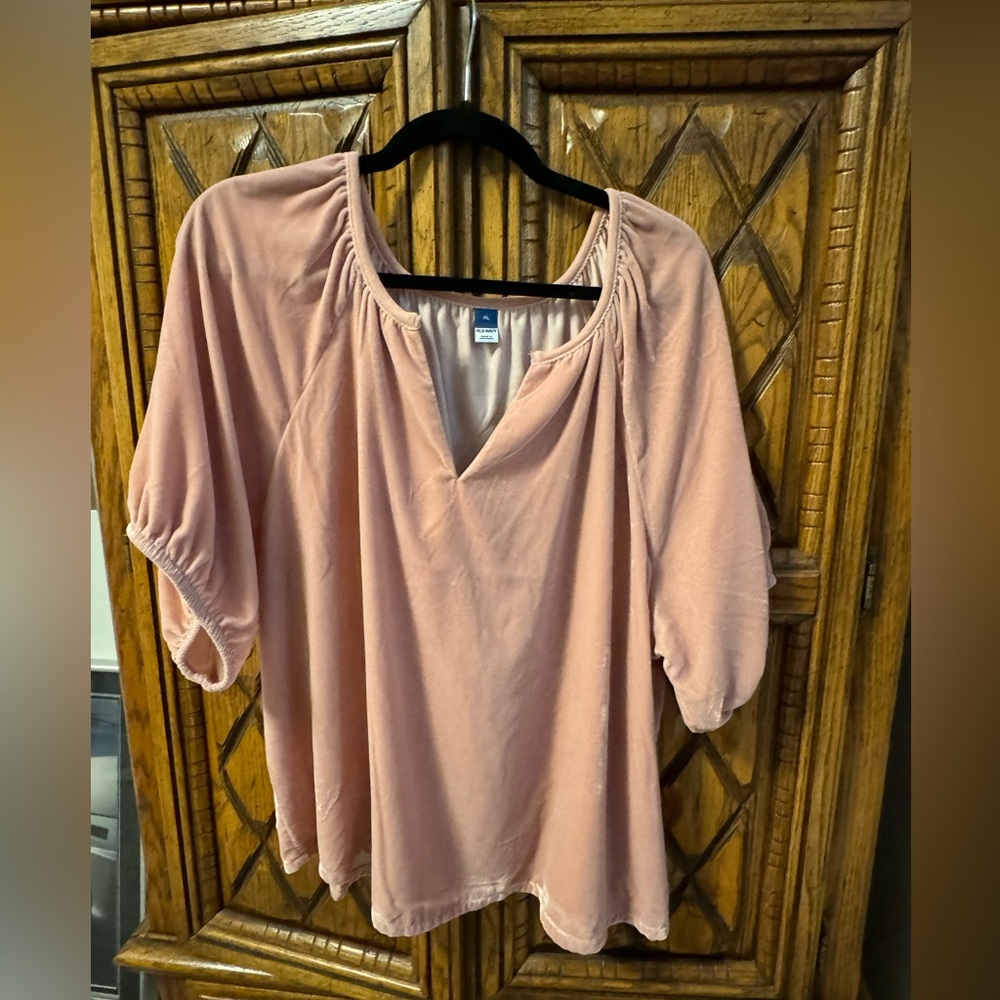 Pink Velvet Swing Blouse- Old Navy, Size XL